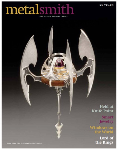 Ferrero's work featured on the cover of Metalsmith Magazine